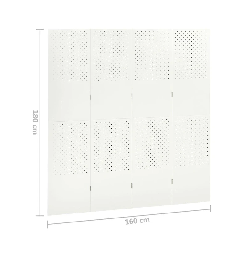 vidaXL 4-Panel Room Dividers 2 pcs White 63"x70.9" Steel
