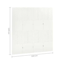 vidaXL 4-Panel Room Dividers 2 pcs White 63"x70.9" Steel