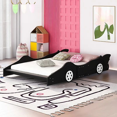 Streamdale Full Race Car-Shaped Platform Bed With Wheels