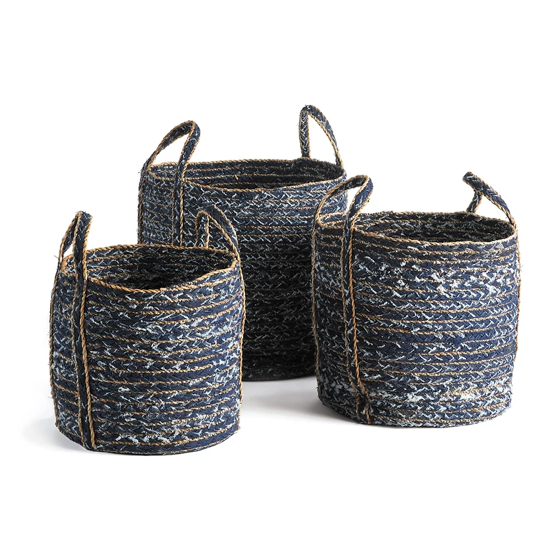 Denim Round Baskets Set of 3