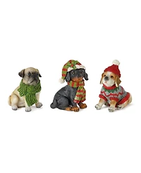 Slickblue Winter Dog Figurine With Hat And Scarf Accent (Set of 12)