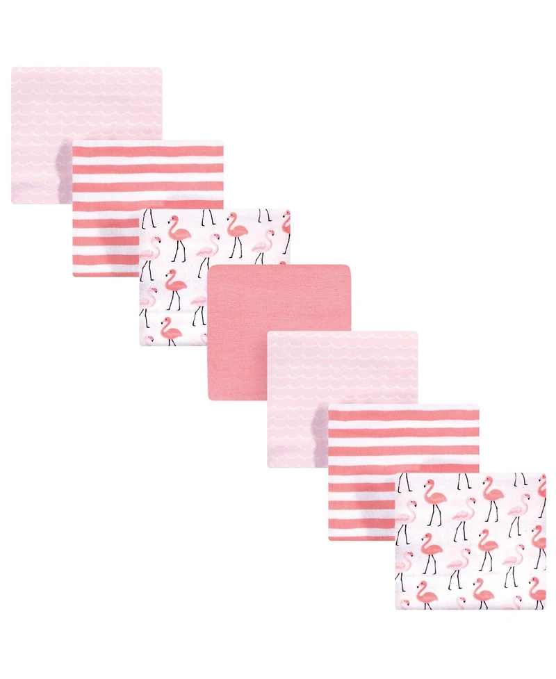 Hudson Baby Infant Girl Cotton Flannel Receiving Blankets Bundle Set, Lemons Flamingos 14-Pack, One Size