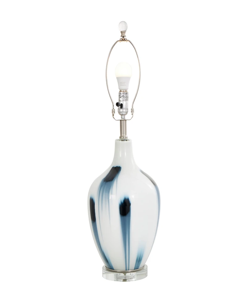 Rosemary Lane 27" Glass Abstract Accent Lamp with Blue Drip Splatter Design