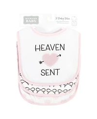 Hudson Baby Infant Girl Fiber Filled Drooler Bibs 3pk, Grandmas Favorite Heart, One Size