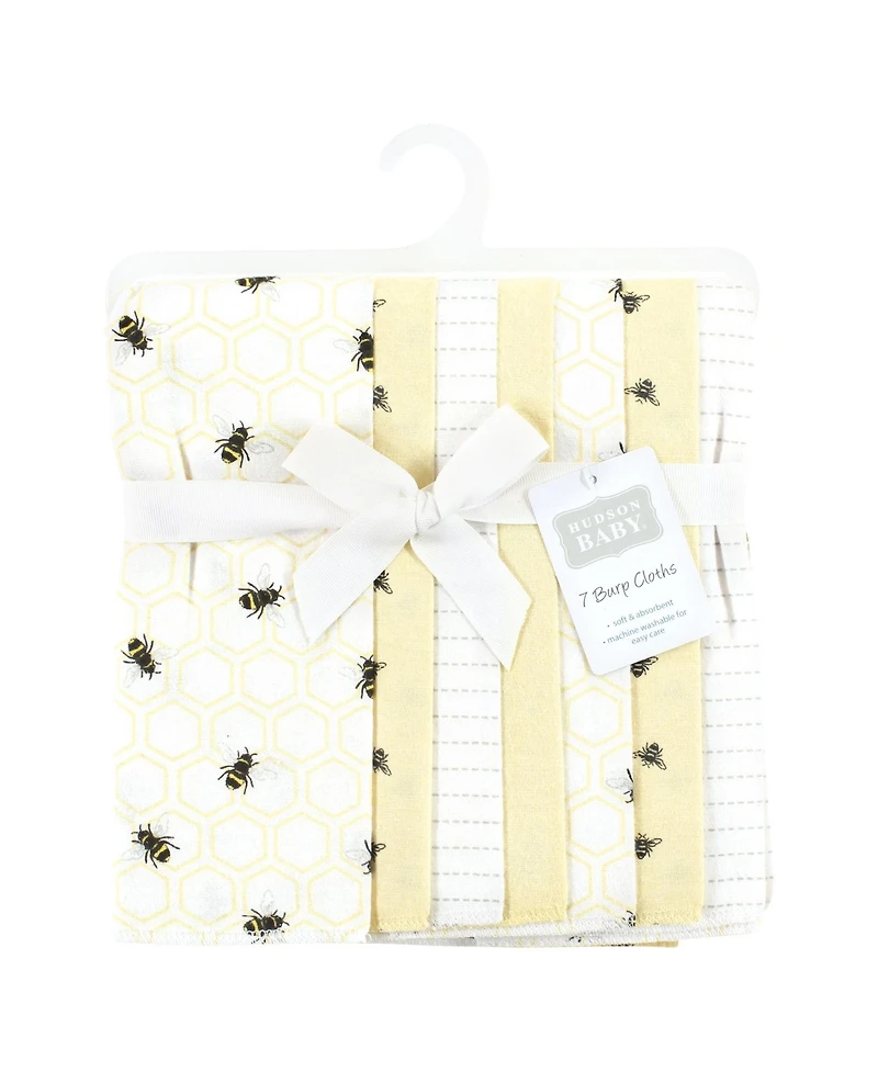 Hudson Baby Unisex 7-Count Cotton-Poly Flannel Burp Cloths for Use