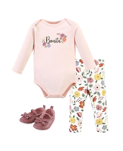 Hudson Baby Girls Long Sleeve Bodysuit, Pants and Shoe