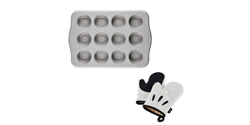 Farberware Disney Steel Muffin Pan & Disney Home Oven Mitts Set, 3 Piece