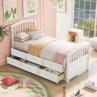 Streamdale Twin Size Platform Storage Bed Solid Wood Bed With 6 Drawers