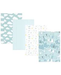Hudson Baby Boys Soft 4Pk Cotton-Poly Flannel Burp Cloths