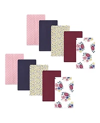 Hudson Baby Girls 10-Piece Flannel Cotton-Poly Burp Cloth Blend