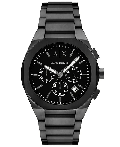 A|X Armani Exchange Men's Sync Quartz Chronograph Black Stainless Steel Watch 42MM