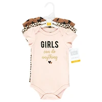 Hudson Baby Girls Comfortable All-Cotton Bodysuit 3Pk