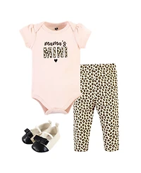 Hudson Baby Girls Cotton Comfort 3Pk Bodysuit, Pants
