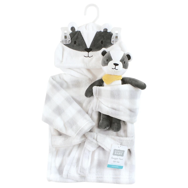 Hudson Baby Boys Unisex Cozy Robe & Playtime Buddy Set
