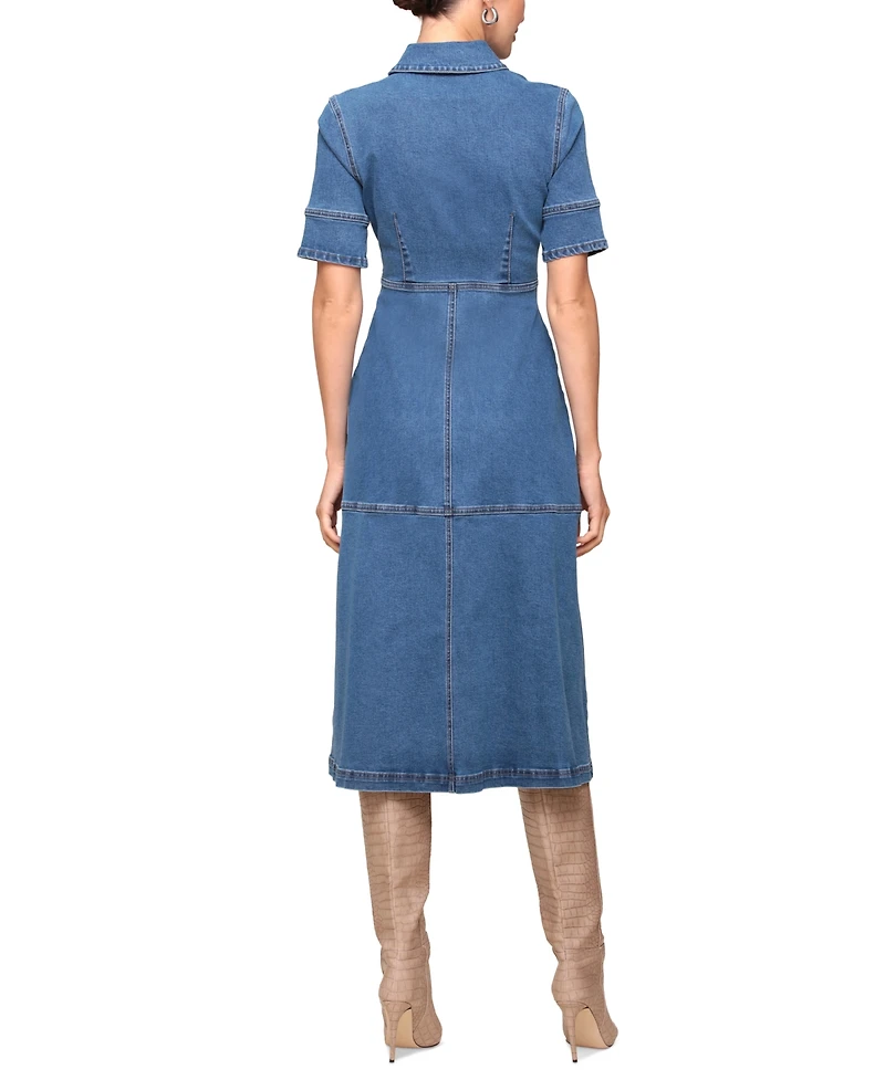 Avec Les Filles Women's Denim Midi Shirtdress