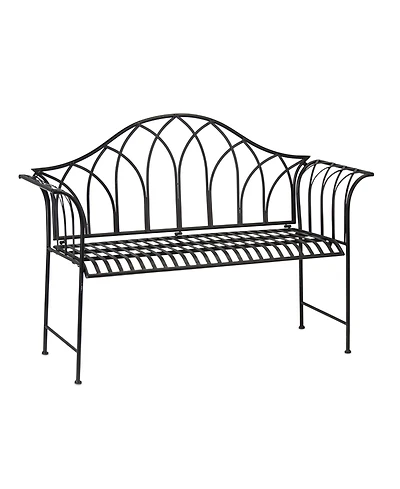 Classic Iron Garden Bench - Timeless Outdoor Seating for Patio or Lawn