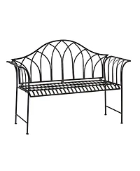 Classic Iron Garden Bench - Timeless Outdoor Seating for Patio or Lawn