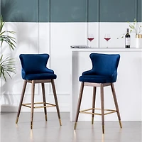 Simplie Fun Fabric Upholstered Wingback Bar Stools, Set of 2, Blue