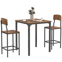 Homcom Three Piece Indoor Tabletop Collection w/Matching Seats Metal Legs for Stability