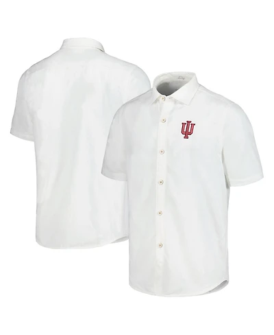 Tommy Bahama Men's White Indiana Hoosiers Coconut Point Palm Vista IslandZone Camp Button-Up Shirt