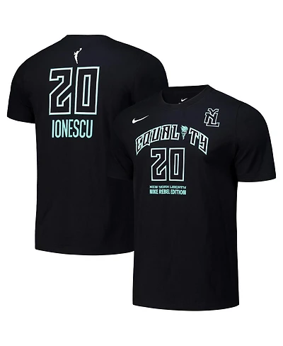 Nike Men's and Women's Sabrina Ionescu Black New York Liberty Rebel Edition Name Number T-Shirt