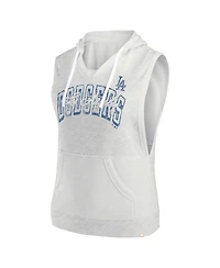 Fanatics Women's Ash Los Angeles Dodgers Lounge Script Sleeveless Pullover Hoodie