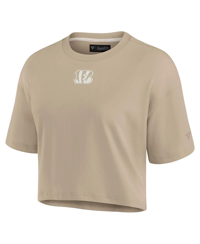 Fanatics Women's Khaki Cincinnati Bengals Elements Super Soft Boxy Cropped T-Shirt