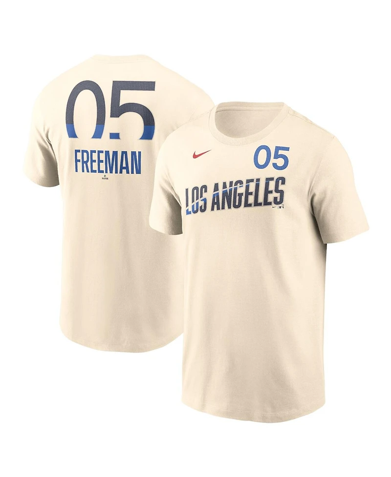 Nike Men's Freddie Freeman Cream Los Angeles Dodgers 2024 City Connect Fuse Name Number T-Shirt