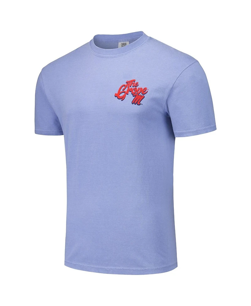 Image One Men's and Women's Light Blue Ole Miss Rebels Hyper Local Chandelier Script T-Shirt