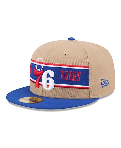 New Era Men's Tan/Royal Philadelphia 76ers 2024 Nba Draft 59FIFTY Fitted Hat