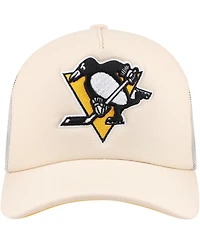 Mitchell & Ness Men's Cream Pittsburgh Penguins Foam Front Trucker Adjustable Hat