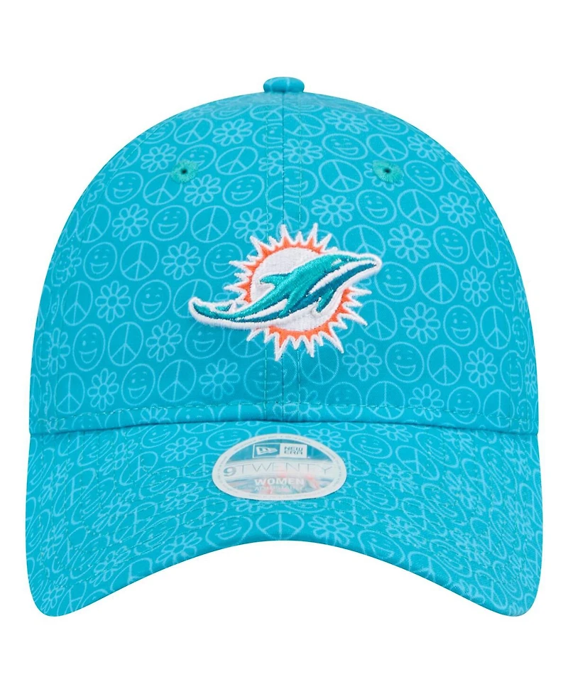 New Era Women's Aqua Miami Dolphins Smiley 9TWENTY Adjustable Hat