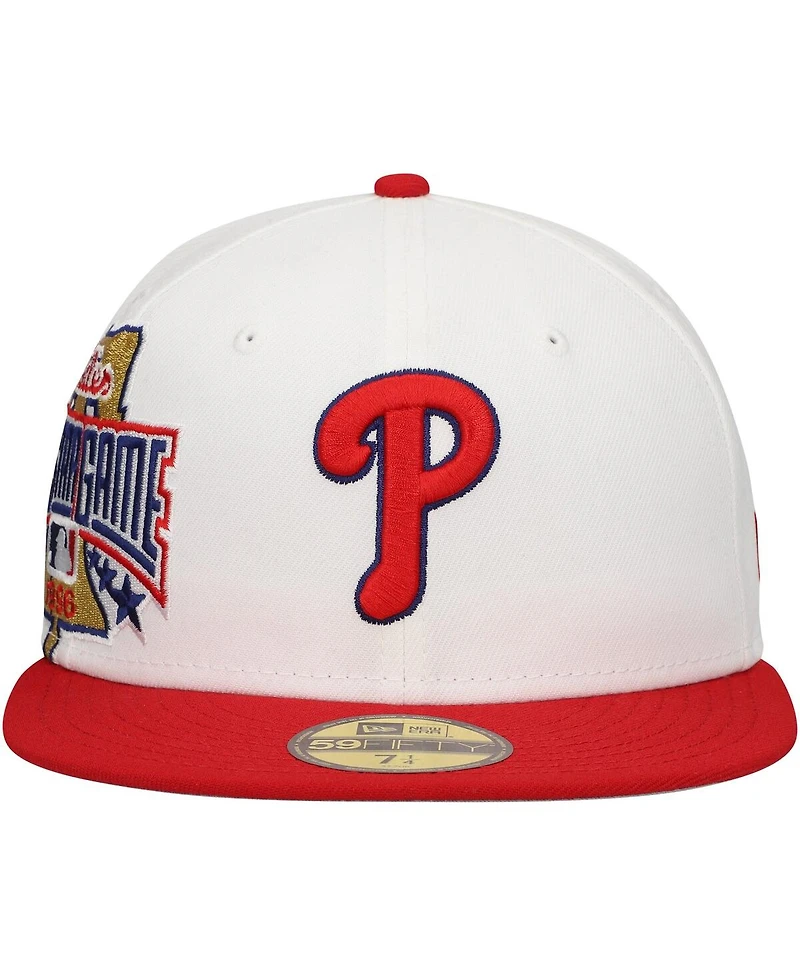 New Era Men's White/Red Philadelphia Phillies Major Sidepatch 59FIFTY Fitted Hat