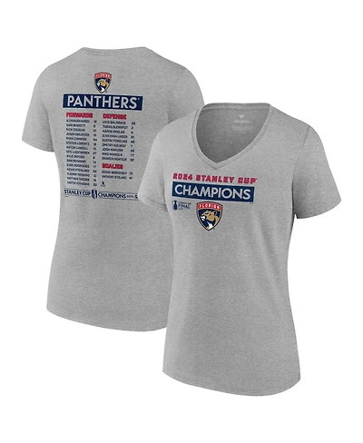 Fanatics Women's Steel Florida Panthers 2024 Stanley Cup Champions Roster V-Neck T-Shirt