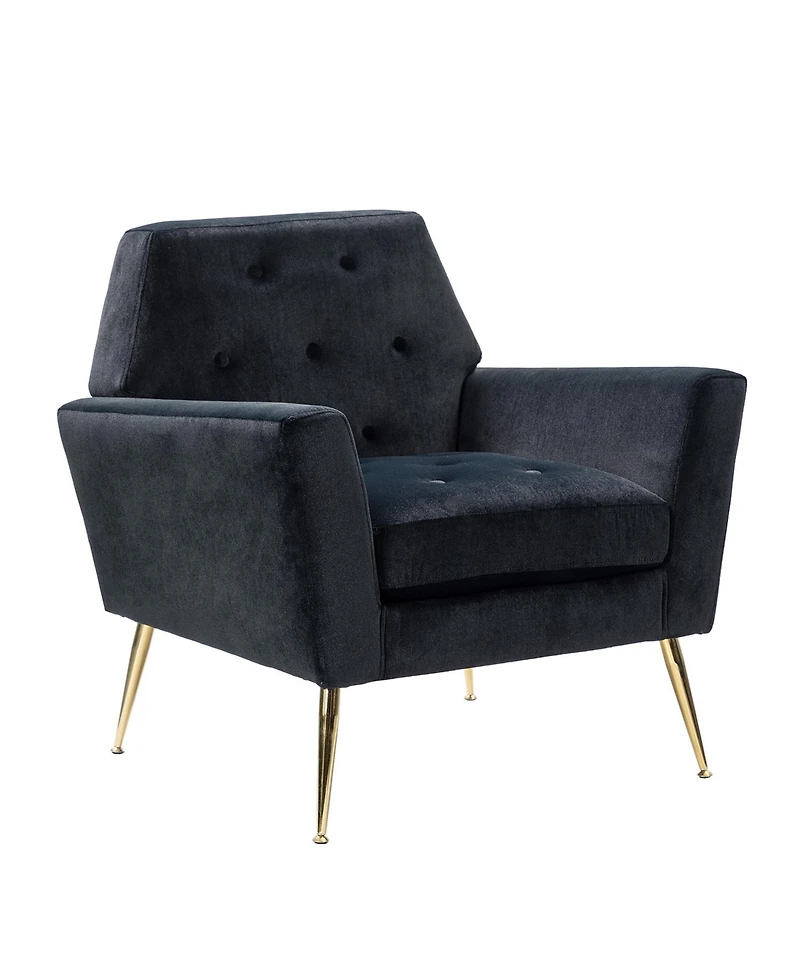 Hulala Home Lilia Contemporary Velvet Upholstered Accent Chair with Metal Base