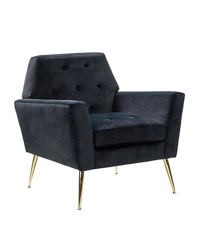 Hulala Home Lilia Contemporary Velvet Upholstered Accent Chair with Metal Base