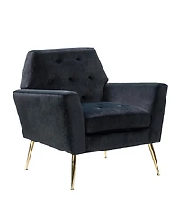 Hulala Home Lilia Contemporary Velvet Upholstered Accent Chair with Metal Base