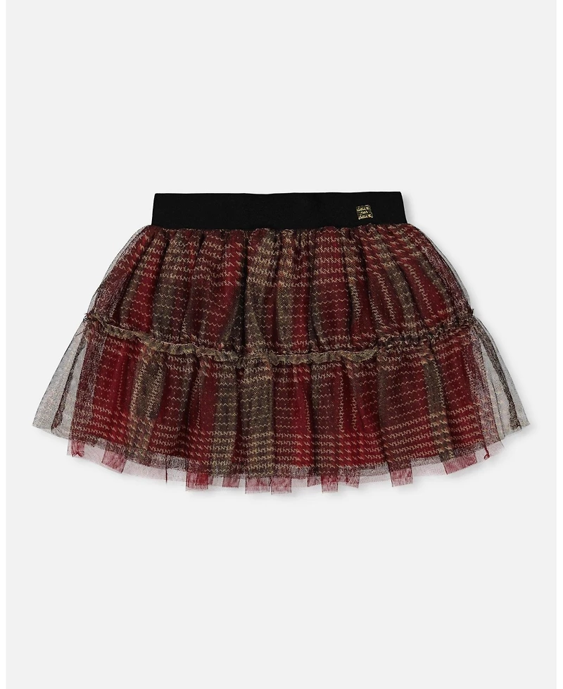 Deux par Big Girls Glittering Tulle Skirt Red Plaid