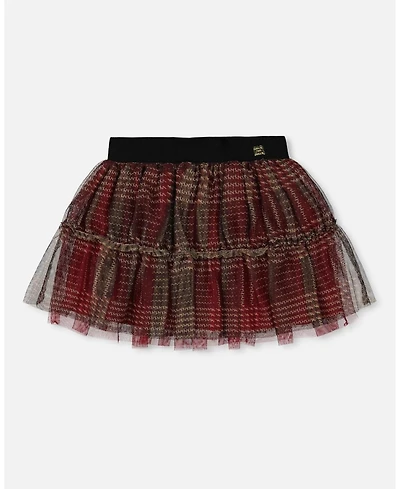Deux par Big Girls Glittering Tulle Skirt Red Plaid