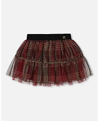 Deux par Big Girls Glittering Tulle Skirt Red Plaid