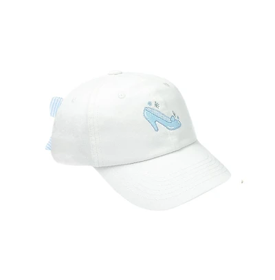 Bits & Bows Girls Glass Slipper Bow Baseball Hat in White