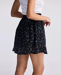 Reistor Women's Drawstring Short Skirt Blue Florals