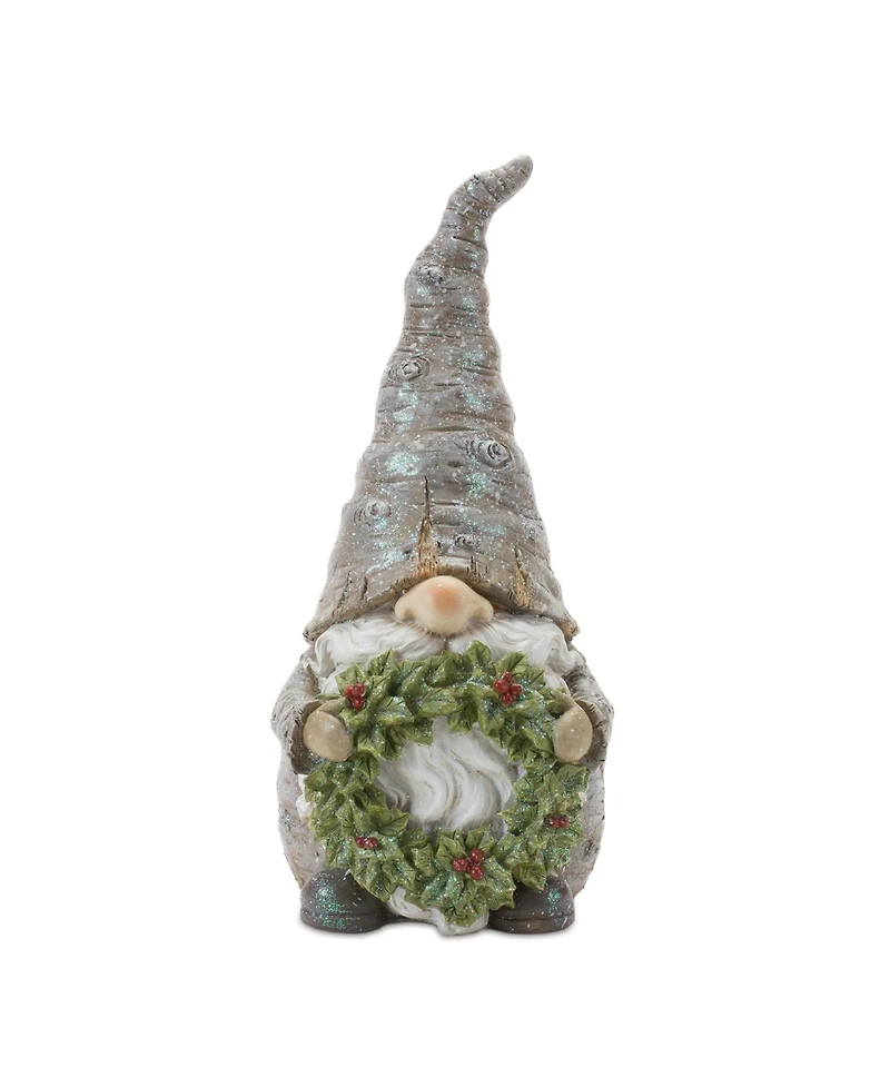 Slickblue Pine Tree Trunk Gnome With Wreath Accent (Set of 2)
