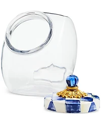 Mackenzie-Childs Glass Cookie Jar with Royal Check Lid