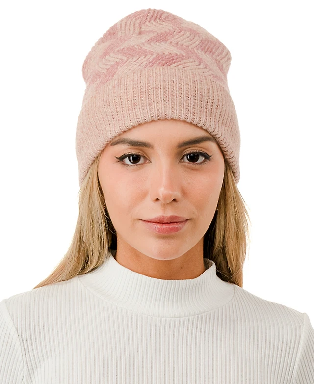 Marcus Adler Women\'s Chunky Marled Pink Cable Knit Beanie One Size Fuzzy Hair Beanie – Marcus Adler main image 4