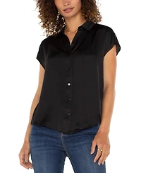 Liverpool Los Angeles Women's Satin Cap-Sleeve Blouse
