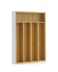 JoyJolt Bamboo 5 Slot Drawer Organizer for Kitchen Utensils