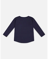 Deux par Deux Toddler Boys Long Sleeve T-Shirt With Print Navy - Toddler|Child