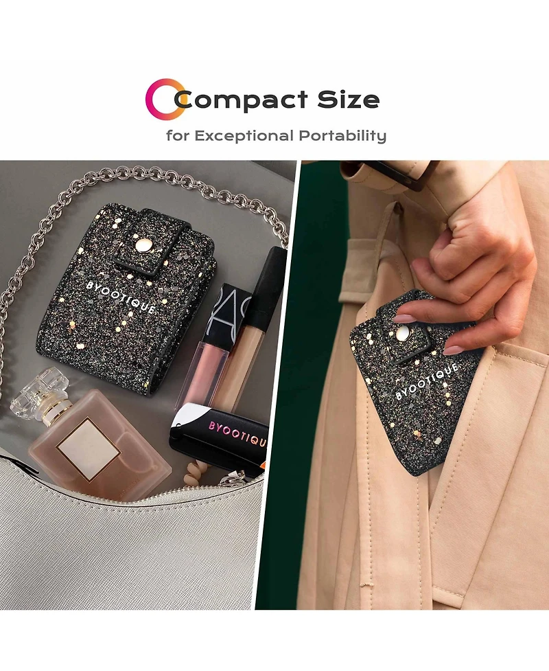 Byootique Portable Lipstick Case Gloss Lip Pouch with Mirror for Mini Bag Purse