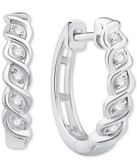 Diamond Small Huggie Hoop Earrings (1/10 ct. t.w.) in 10k White Gold